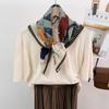 Color Matching Plant Flower Silk Scarf Four Seasons Foreign Gas Cotton And Linen Square Scarf Thin Windproof Neck Protection Scarf Decoration
