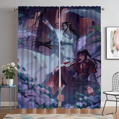 Zasłona zaciemniająca do pokoju 2 panele Mo Dao Zu Shi Zasłony przeciw komarom Tiul do sypialni Dekoracja na Halloween Odcienie Przegroda