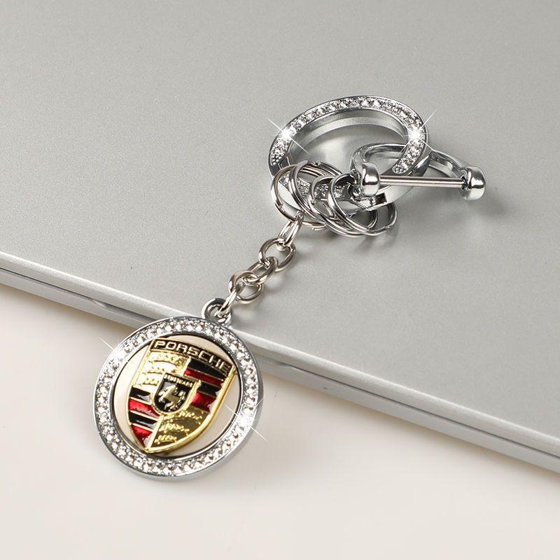 

Metal Car Emblem Keychain Keyring Pendant for Porsche Cayenne Panamera Macan 911 718 Taycan Boxster Cayman 918 Pajun Accessories