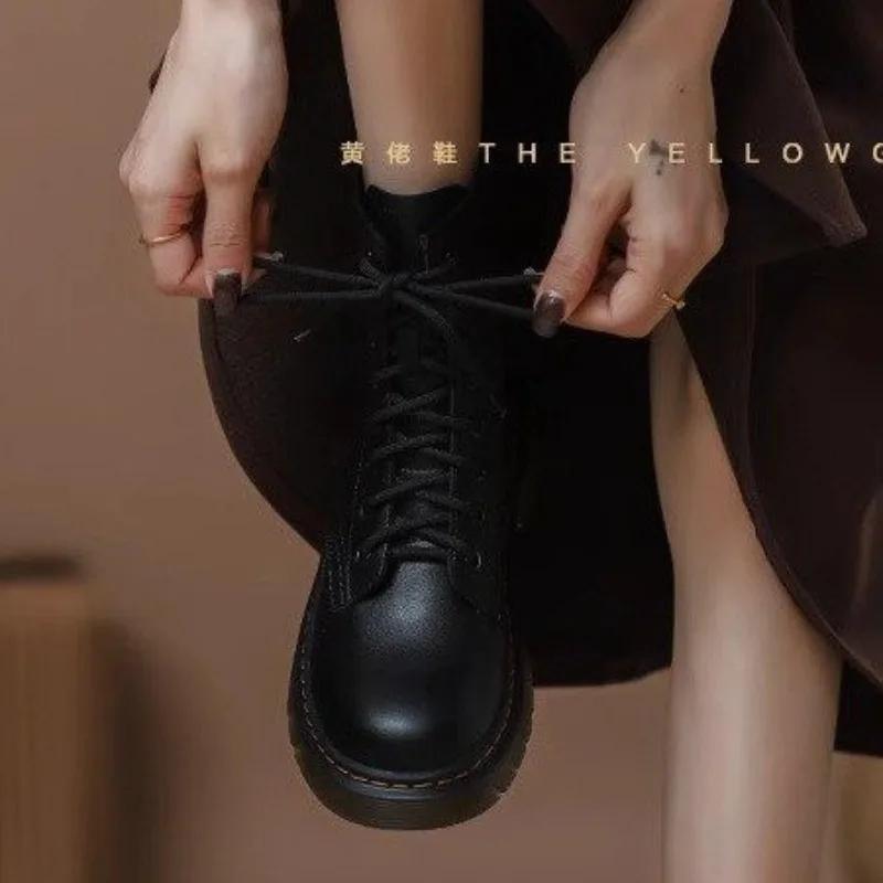 Women  Boots Casual Shoes Woman Leather Chelsea Ladie Classic Punk Female Goth Shoes High Platform Boots Women