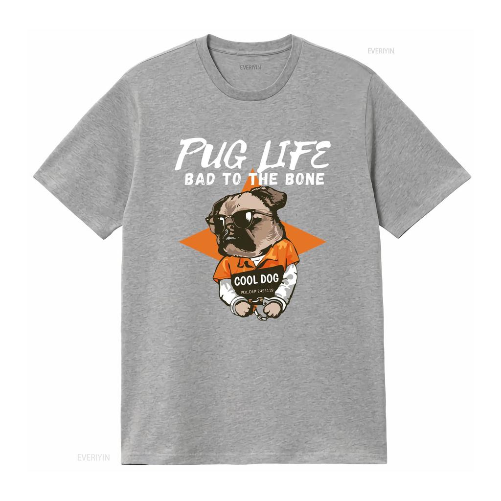 Mops Leben T-Shirt Besitzer Mama Papa Hundeliebhaber Gangsta vintage Gewaschen Stilvoll Dehnbar Vielseitig Lässig Streetwear