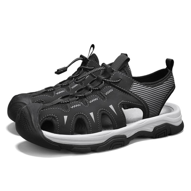 

Men Hiking Sandals Outdoor Black Blue Green Wide Palm Athletic Closed Toe Sport Sandals Beach Shoes Large Size EU:45 чёрный