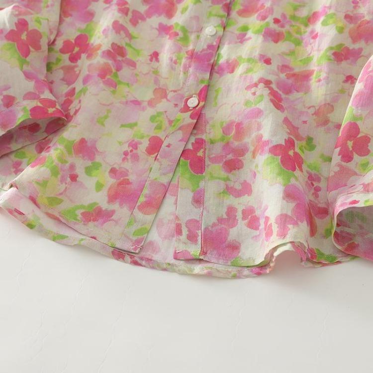 Herbst Neue Große Größen Damen Baumwolle Langarm Freizeit Locker Bluse Floral Print Oberteile Hemden T-Shirts