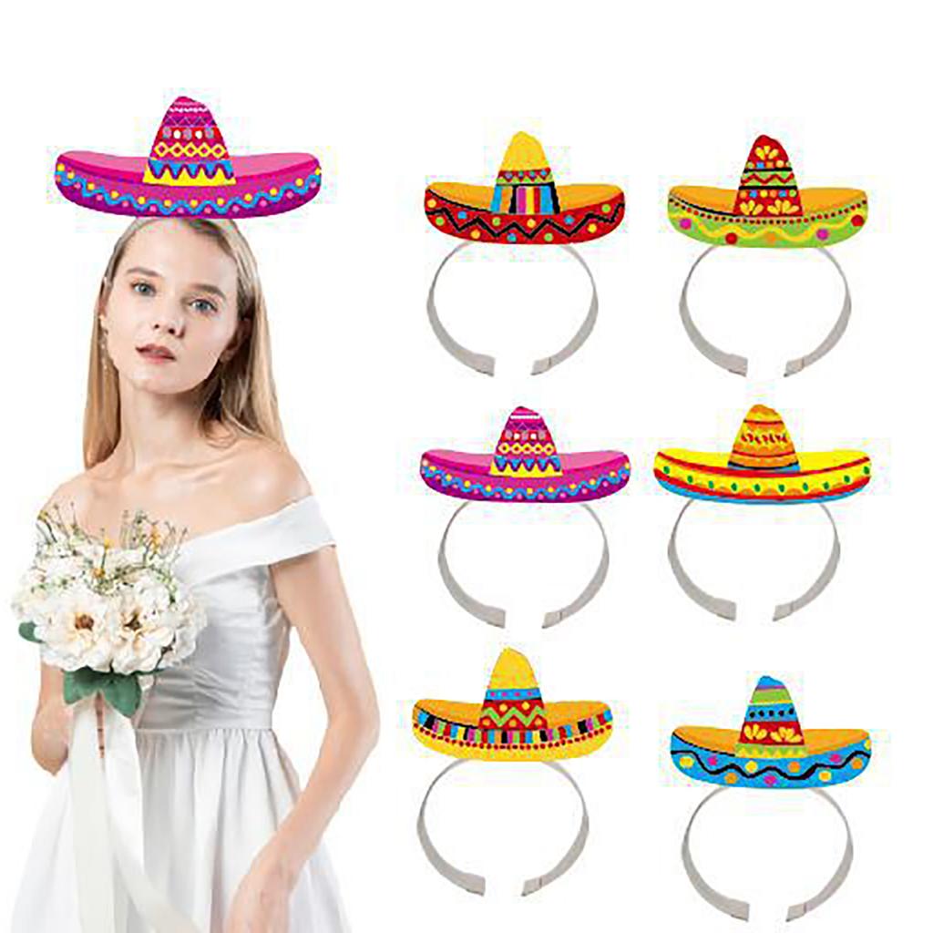 6 kusů mexických fiesta čelenek pokrývka hlavy dekorace na tématickou párty pokrývka hlavy na oslavy a rekvizity pro fotografie