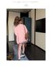 Women's Pink Retro College Style Baseball Jacket - Spring/Autumn Patchwork Casual Top