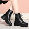 Women's Winter Boots Leather WoolenFemale Ankle Boots Platform Soles Non-slip Women's Boots