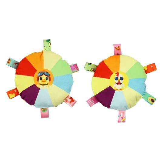 2 Pcs Rainbow Plush Flying Disc Dog Toy Interactive Sound Toy Outdoor Training Game Dog Chew Toy for Small Large Dogs