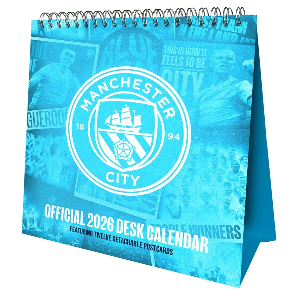 Manchester City FC 2026 Crest Desktop Calendar