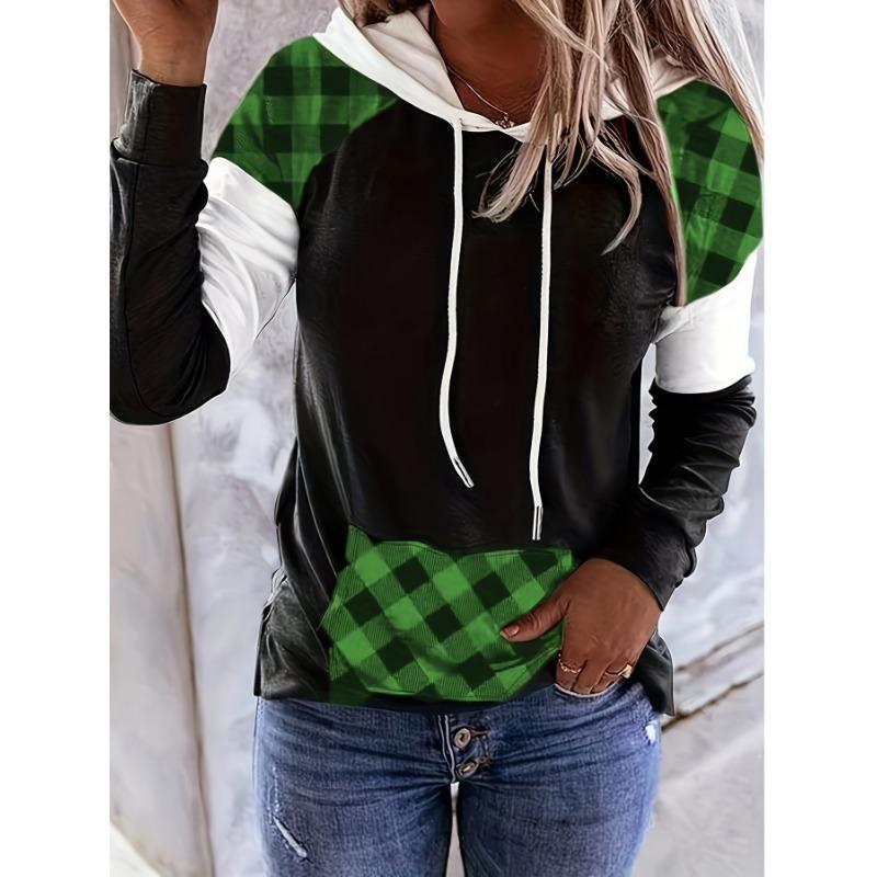 DAFIFY Sweats à capuche et sweat-shirts à manches longues à imprimé écossais décontracté pour femmes