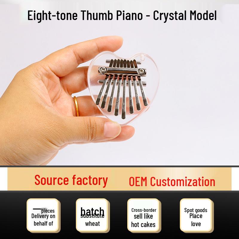 Mini Crystal Kalimba Pendant - 8-Note Thumb Piano Instrument