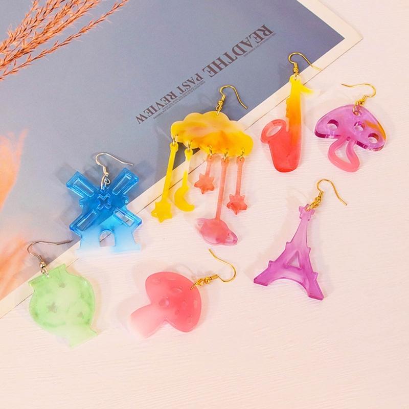 Crystal Resin Silicone Mold Geometric Mushroom Cloud Shaped Pendant Molds for Earrings Listing Ornament Making Charm DIY