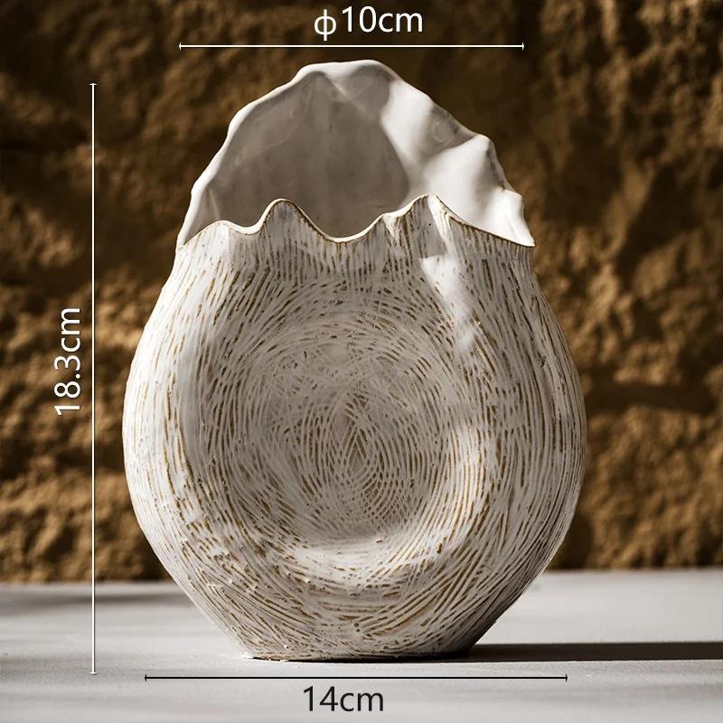 

Керамическая ваза в стиле бохо, ретро-украшение для дома в стиле кантри, нерегулярные круглые сухоцветы, трава Puwei, украшение для гостиной