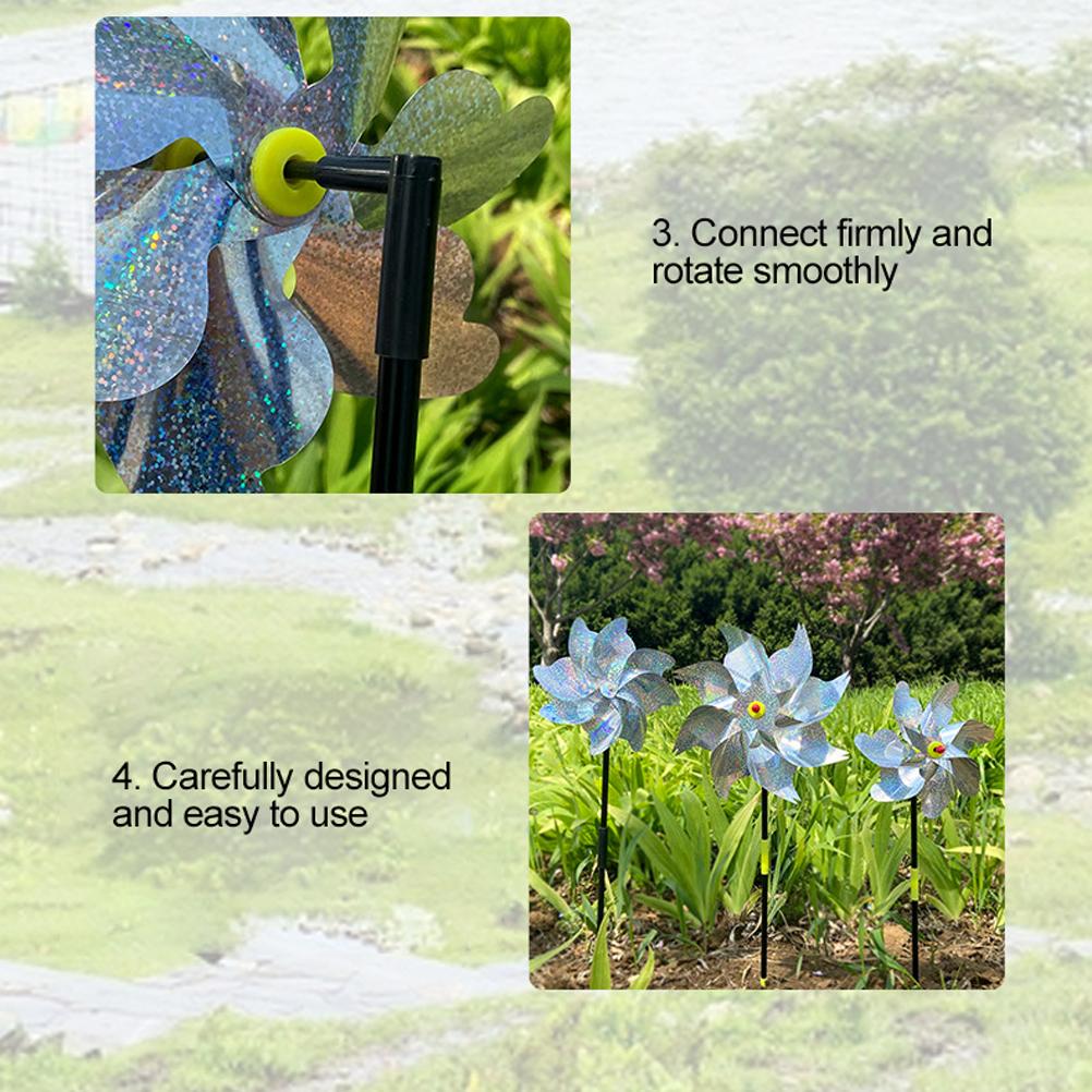 8Pcs Bird Repeller Pinwheel Reflective Garden Plant Flower Bird Repellent Windmill Garden