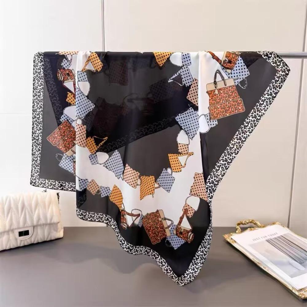 

68cm Leopard Pattern Scarf for Women s Autumn and Winter Polyester Fiber Flower Printed Scarf for Warm Sun Protection Neck Shawl