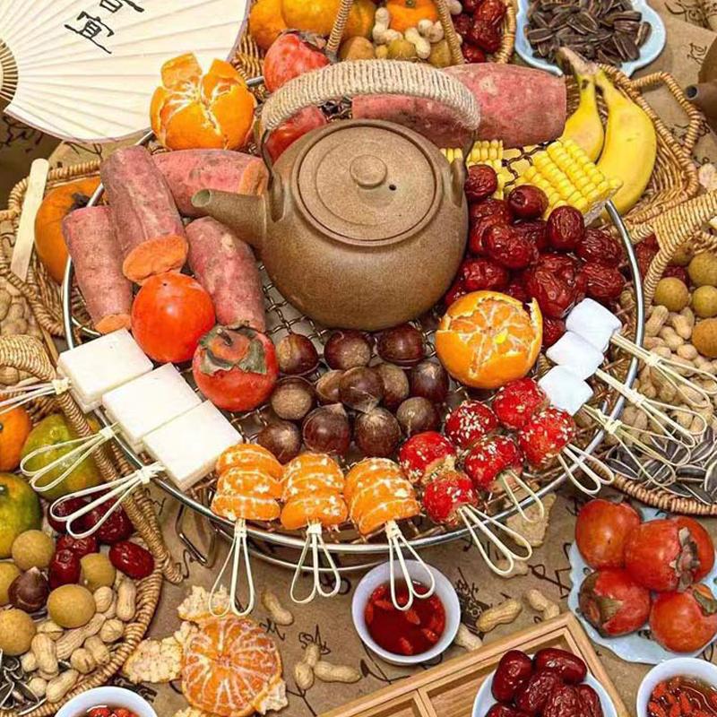 24/26Cm Round Stainless Steel Barbecue Net Bbq Mesh Grate Grid Camping Picnic Food Rack Bbq Grill Kitchen Tool Accessories