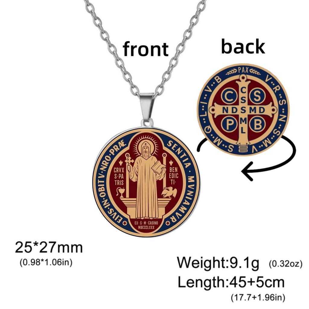 St. Benedikt Pentagramm Halskette Edelstahl Hexenknoten Religiöser Schmuck mit Tetragrammaton Symbol für Schutz