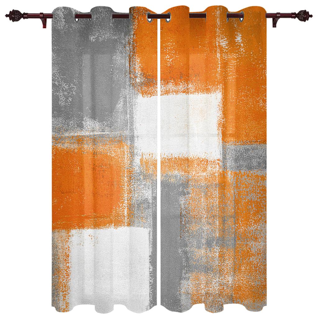 Olieverf Abstract Geometrisch Geel Gordijnen Woondecoratie Woonkamer Gordijnen Badkamer Slaapkamer Raamgordijnen