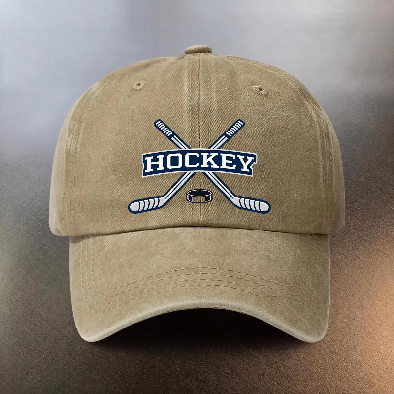 A Washed Cap Featuring a Hockey Pattern Perfect for Everyday Outings As a SunShielding Baseball Hat This Stylish Accessory Is