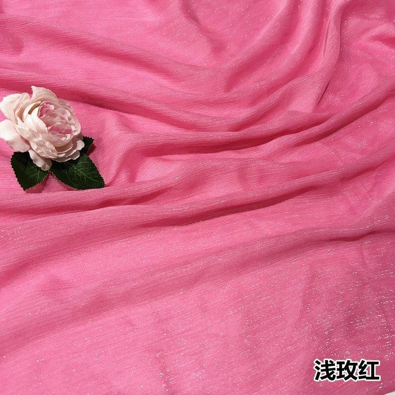 Shiny Silver Wire Crinkle Chiffon Fabric Plain By The Meter for Clothes Hanfu Dress Shirt Diy Sewing Cloth Soft Breathable Black