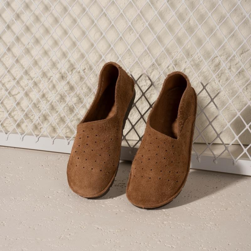 Handmade Leather Sandals Women's Retro Hollow Single Shoes Summer Soft-soled Soft Leather Versatile Breathable Hole Shoes Men and Women the Same Style