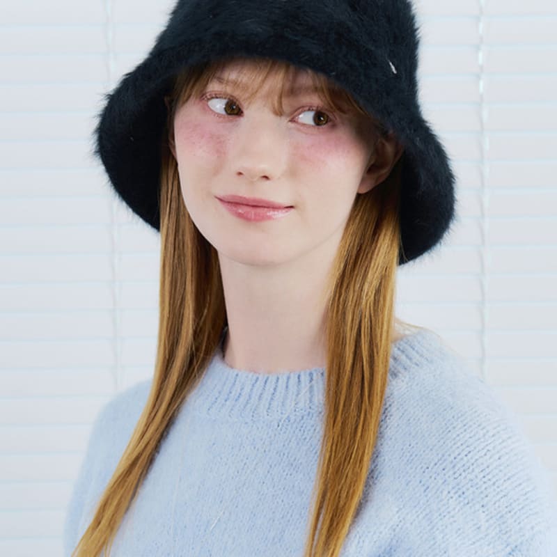 ENGBROX classic heart angora bucket hat_black