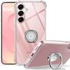 Case for Samsung Galaxy S25 FE, Transparent Slim Silicone Anti-Scratch with Silver Stand
