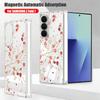 Magnetic Adsorption Phone Case For Samsung Galaxy Z Fold 7 6 5 Fold7 Fold6 Fold5 5G Retro Flowers Pattern Clear Shockproof Cover