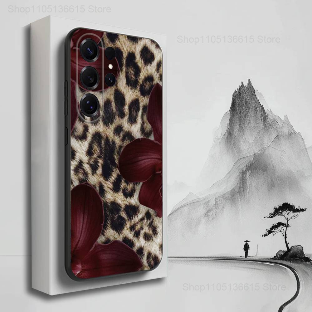 Luxury Leopard Fashion Print Case For Samsung S22,S21,S9,S25,S24,S23,Ultra,FE,S20,S10,Plus,Lite,Soft Silicone Black