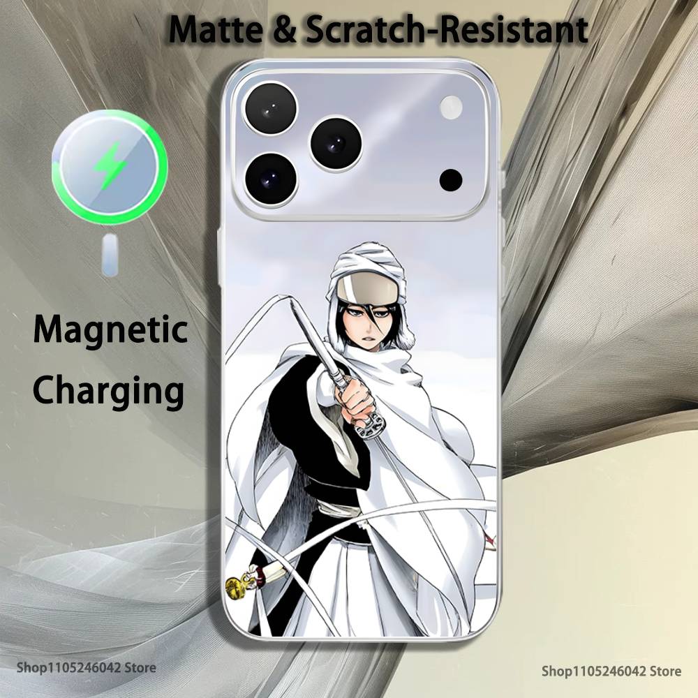 R-Rukia Anime-E KuchikiS For iPhone 17,16,15,14,13,12,11,Pro,Max,Plus Transparent White Phone Case Magnetic Wireless Charging