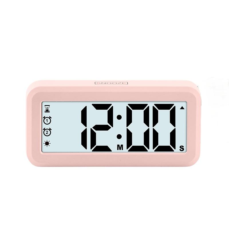 

Цифровой будильник с питанием от батареек Подсветка Автоматическое затемнение Обратный отсчет времени 2 функции повтора сигнала Настольные часы 12/24 ч Магнитные ЖК-часы розовый