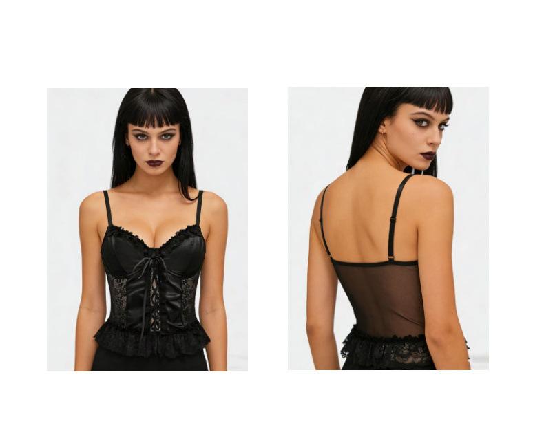 Gothic Satin Lace Bustier Camisole Top