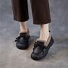 Johnature Plush Warm Loafers Thick Soled Casual Genuine Leather Versatile Round Toe Cotton Shoes