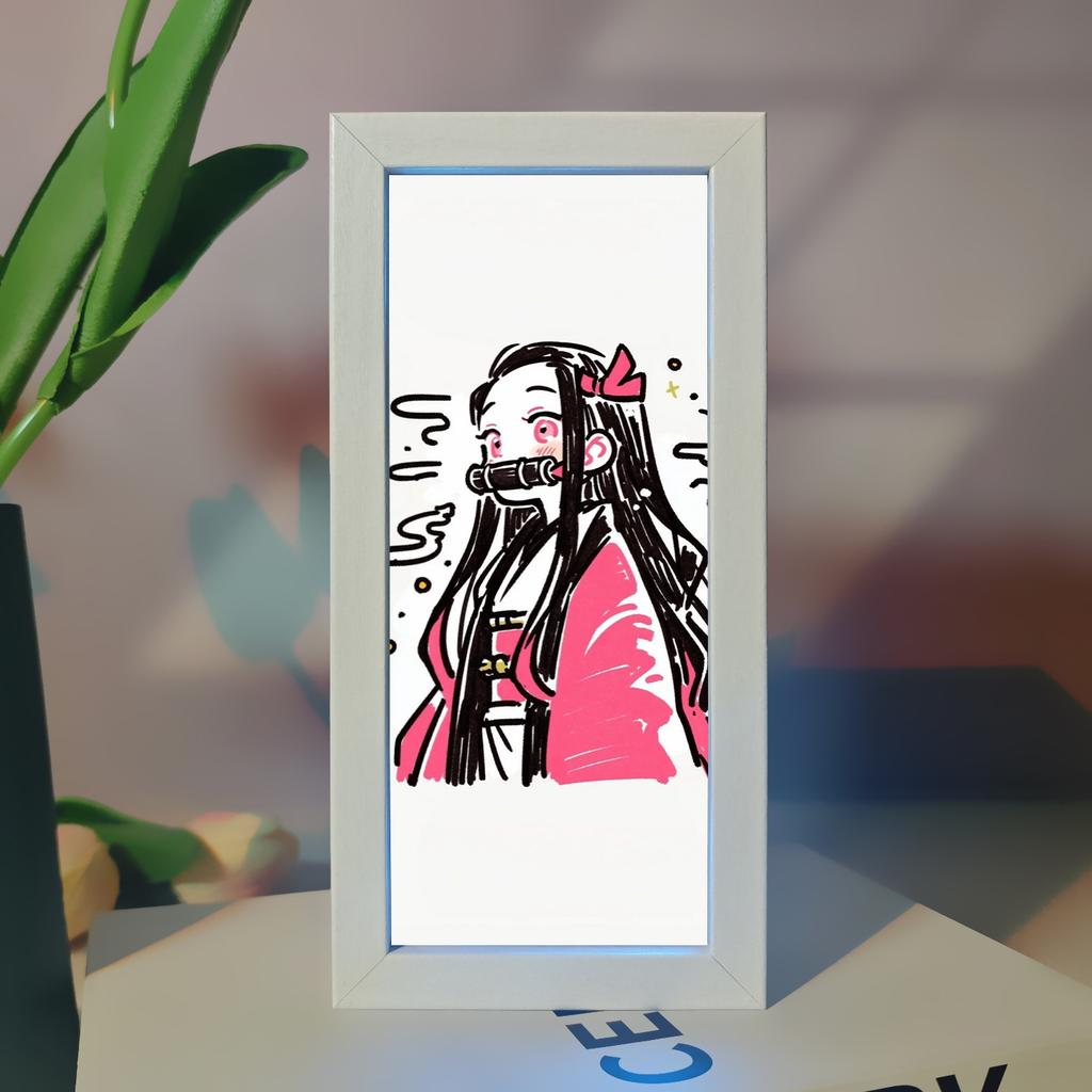 Demon Slayer Picture Frame Night Light Bedside Table Decor Nezuko Anime Peripheral Figures Ornaments Cartoon Lamp Birthday Gifts