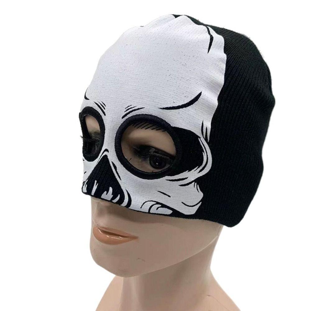 Luminous Knitted Balaclava Hat Halloween Halloween Cap Elastic Skeleton Beanie  Autumn/Winter