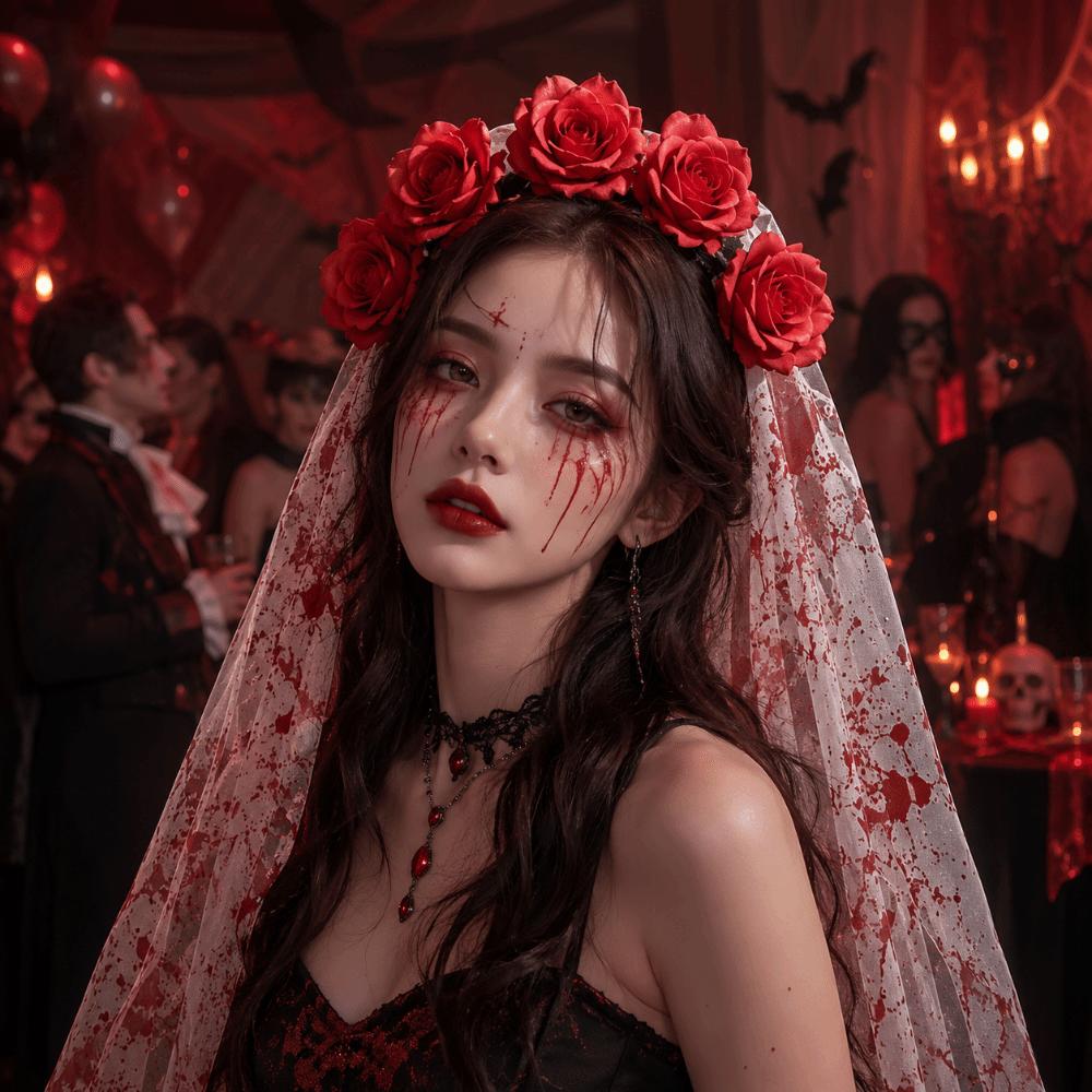 Gothic Style Rose Flowers Headdress Vintage Cosplay Headdress Holiday Dress Up