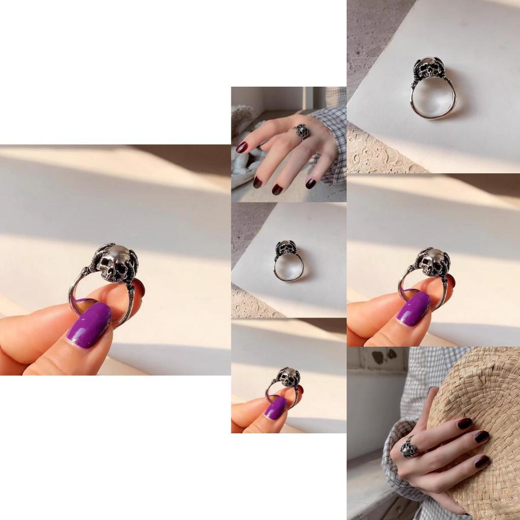 Unique Vintage Design Skull Ring For Women Stylish Adjustable Copper Jewelry