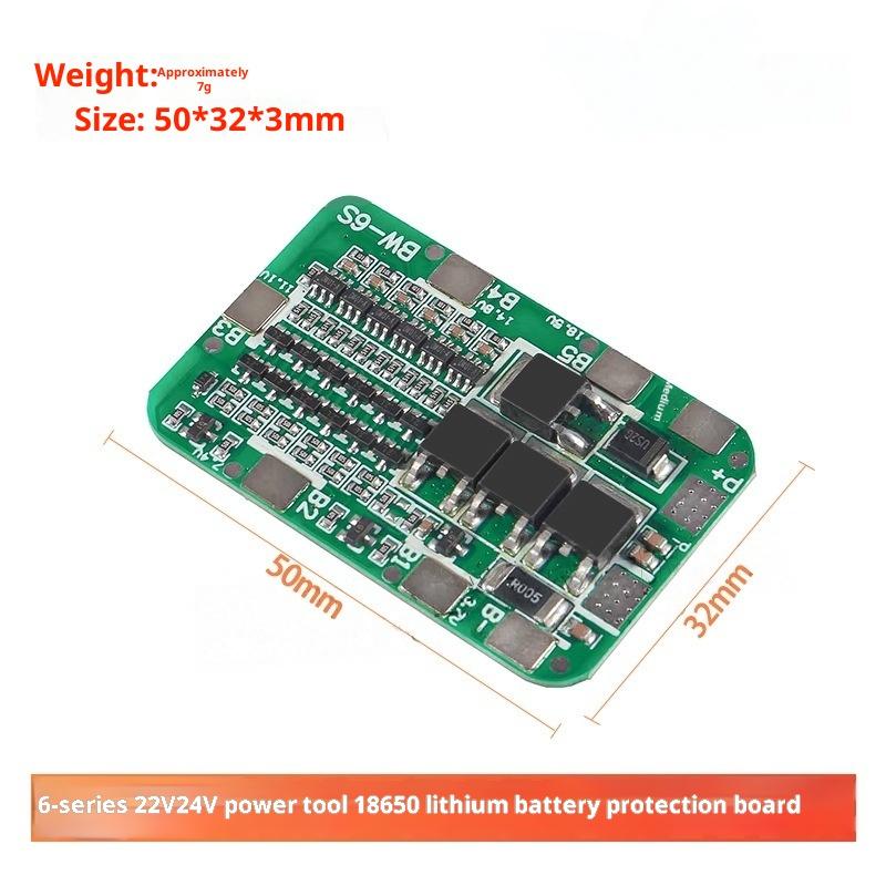 

1Pc 6-Pack 18650 Li-ion Batteries PCB Module DIY Kit 6S 15A 24V with Built-in BMS Protection Board for Battery Projects зелений