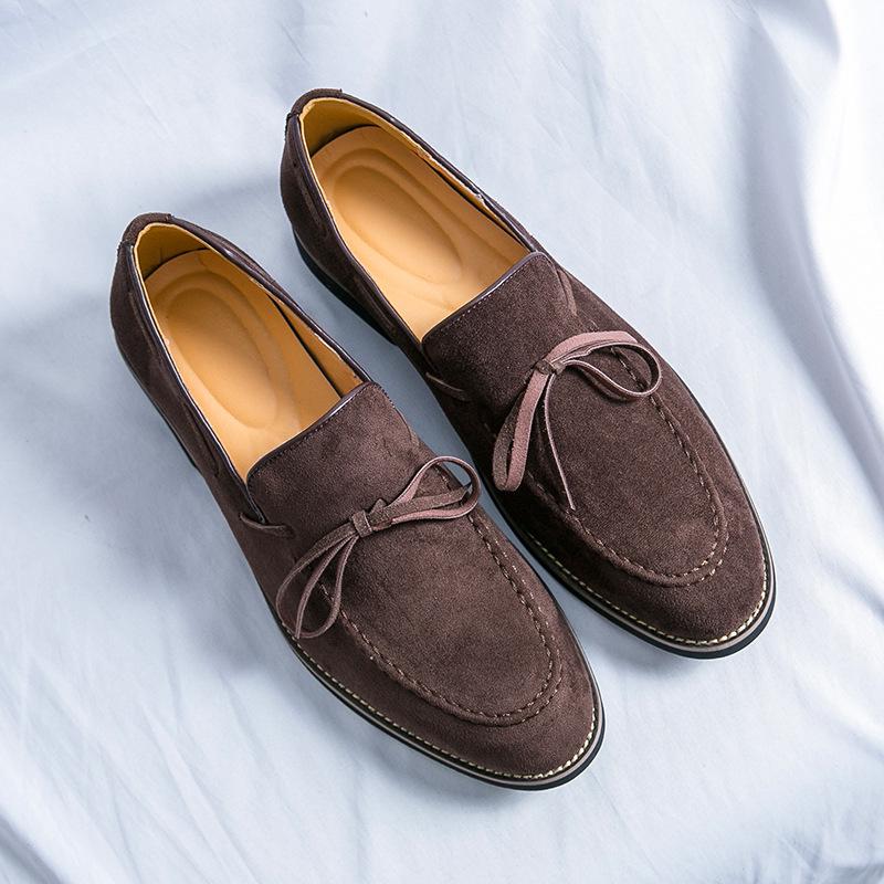 Xiyin Plus Size Men s Suede Leather Slip-on Loafers - Trendy Retro Casual Driving Shoes 46 коричневый