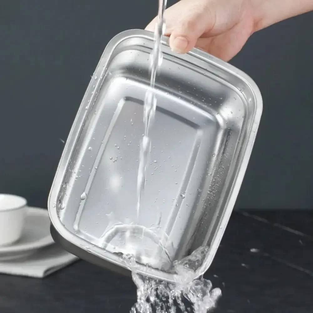 Stainless Steel Camping Lunch Box Sealed Microwave Suitable Leak-proof Large Capacity Refrigerator Freezer Storage Box