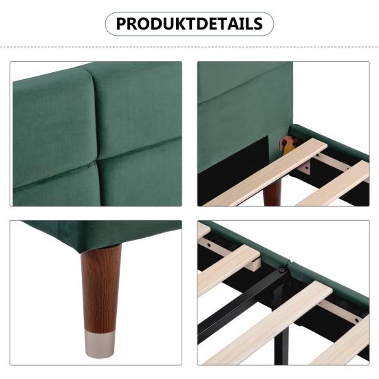 Upholstered Bed 1 Set Frame Cushion Spring Thick Headboard Mattress Solid Color Anti-wear for Room