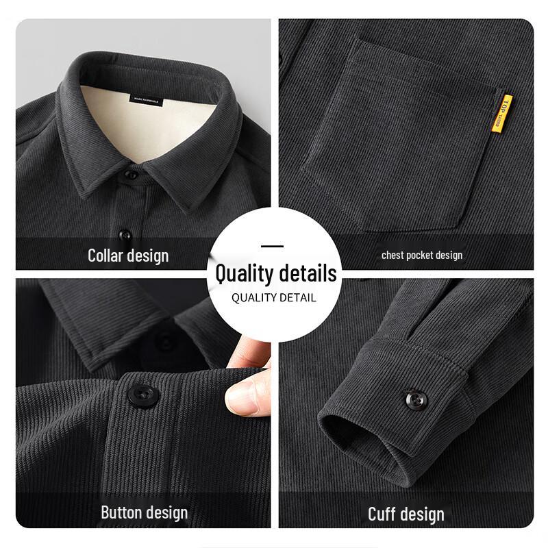 Mark Fairwhale Men's American Retro Plus Velvet Corduroy Shirt