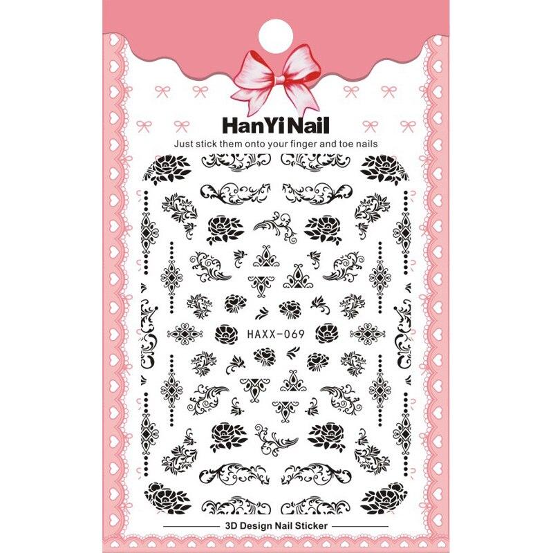 1 Sheet 3D Adhesive Nail Sticker Geometric Patterns Flowers Butterfly Decal for Nail Art Decoration