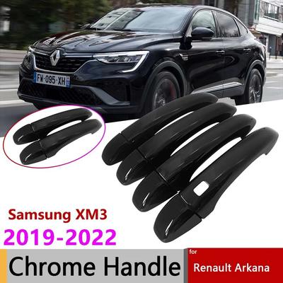 Anti-scratch for Renault Arkana Samsung XM3 Megane Conquest ~2022 Gloss Black Door Handle Cover Car Exterior Accessories
