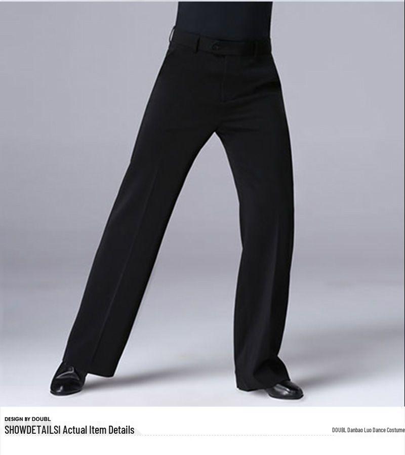 Auf Lager: Moderne Rumba Ballsaal Gabardine Tanzhose - Latein Weites Bein Gerade Hose für die Praxis