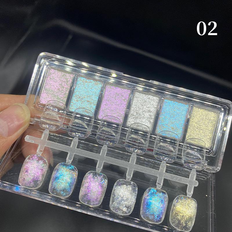 

Новая 6-цветная пудра Opal Buling Mud Fairy Powder, пудра для ногтей Solid State Magic Gradual Change Powder Super Flash Gold Foil Fairy Mud Powder 02