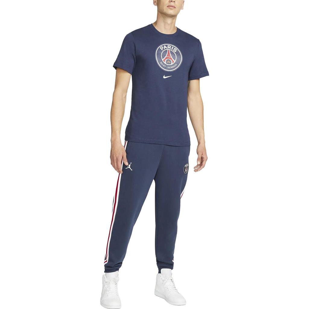 Nike Solid Color Crew Neck Logo Print T-Shirt Men Tops Blue DJ1315-410