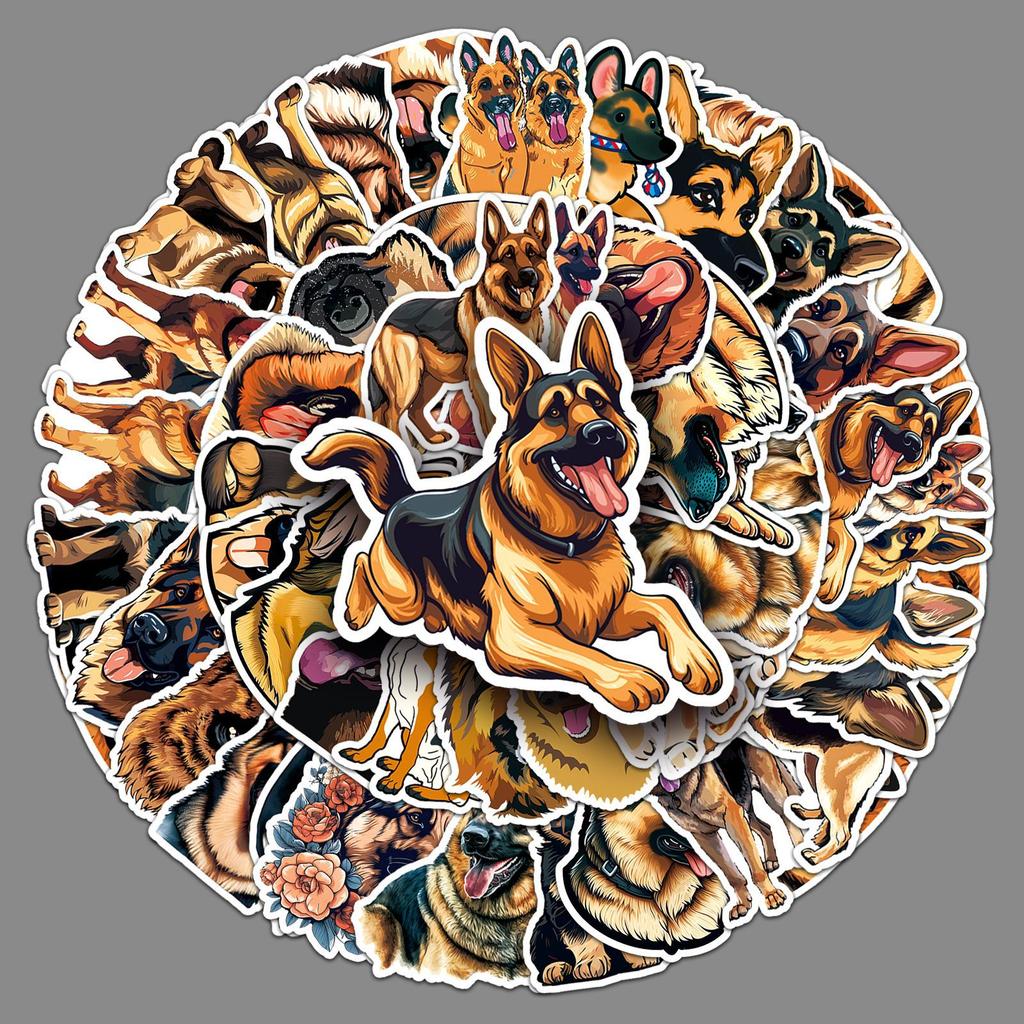 50 Photos of German Shepherd Personalized Dog German Shepherd Decoration Water Cup Luggage Skateboard Creative Cartoon Stickers