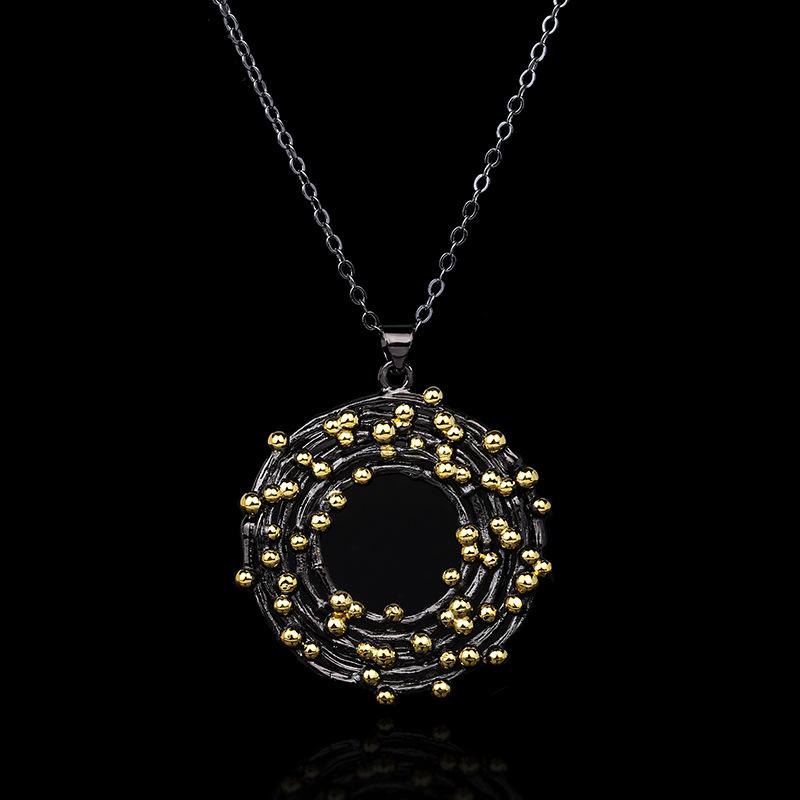 Elegant Bohemian Golden Domino Black Gold Pendant Necklace Ladies Fashion Jewelry Party Travel Jewelry Jewelry