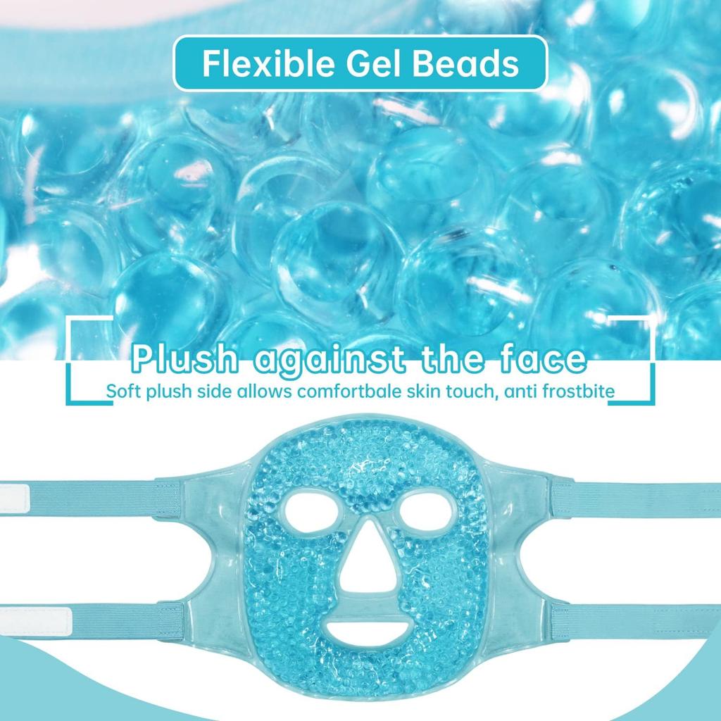 SEFLICA® Maschera Viso Fredda per Occhi, Borsa del Ghiaccio Riduce Gonfiore del Viso, Occhiaie, Maschera Compressa Fredda Calda con Perle di Gel, Spa Viso per Donna Dormiente, Pressur