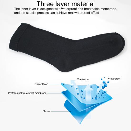 1 Pair Waterproof Socks Elastic Breathable Mid-Tube Soft Socks Foot Protection Windproof Winter Hiking Wading Riding Skiing Socks for Outdoor Sports